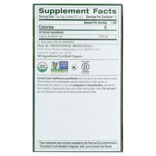 Traditional Medicinals Roasted Dandelion Root Tea (6x16 Bag) - Image 10