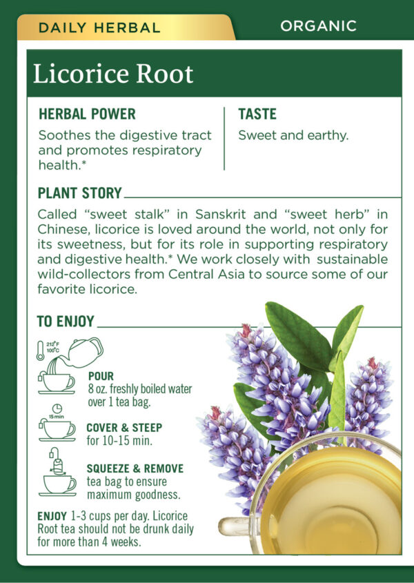 Traditional Medicinals Licorice Root Herb Tea (6x16 Bag) - Image 2