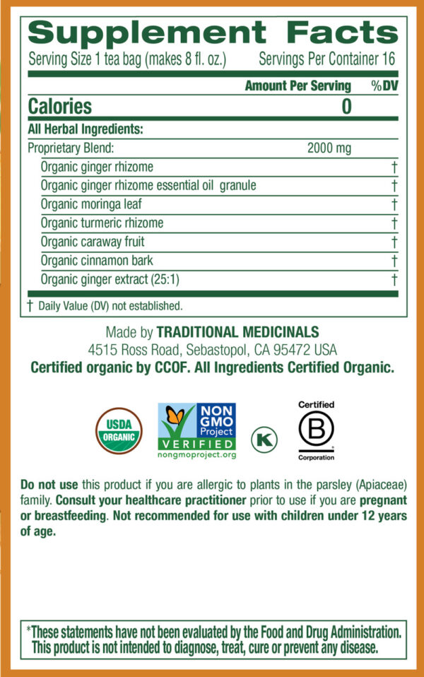 Traditional Medicinals Ginger Aid Herb Tea (6x16 Bag) - Image 4