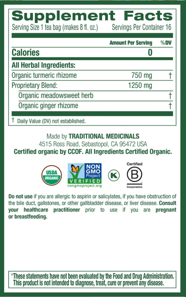 Traditional Medicinals Turmeric with Meadowsweet & Ginger Tea (6x16 BAG ) - Image 4