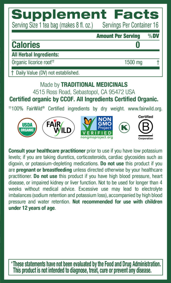 Traditional Medicinals Licorice Root Herb Tea (6x16 Bag) - Image 4