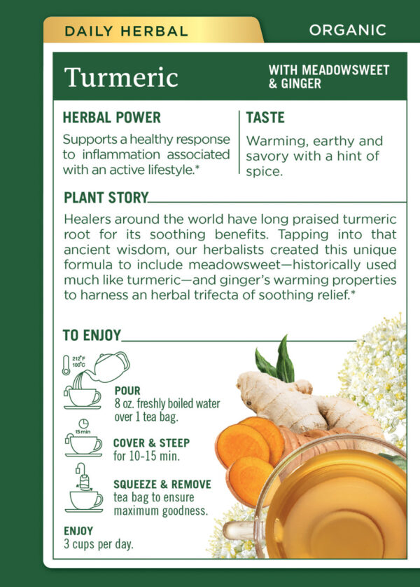 Traditional Medicinals Turmeric with Meadowsweet & Ginger Tea (6x16 BAG ) - Image 2