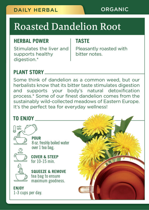Traditional Medicinals Roasted Dandelion Root Tea (6x16 Bag) - Image 2