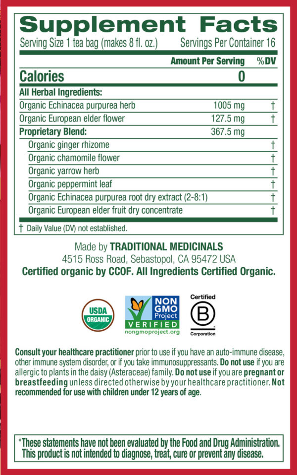 Traditional Medicinals Echinacea Elder Tea (6x16 Bag) - Image 4